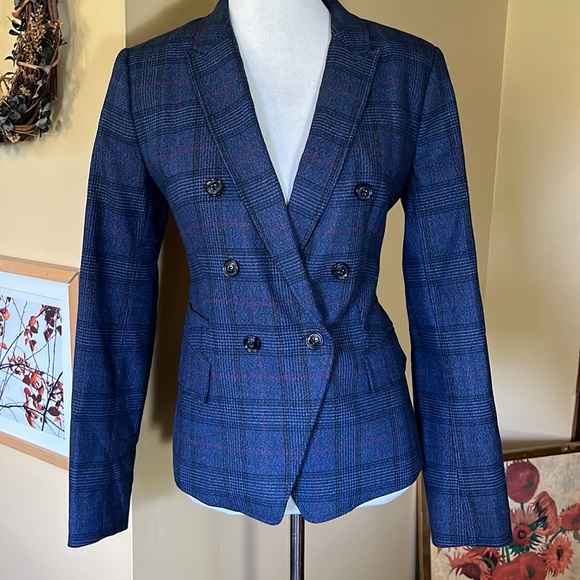 BANANA REPUBLIC Size 6 Modern Plaid DoubleBreast Blazer Career Versatile $169NEW - Picture 1 of 14